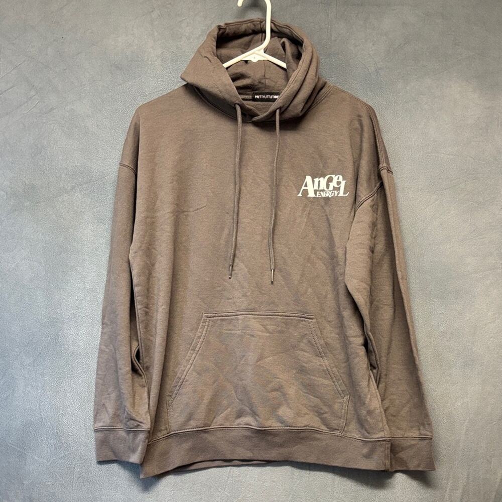 PrettyLittleThing Angel Energy Hoodie Gray Oversized Medium Angel Numbers